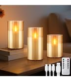 Lavish Home Remote Control LED Candles, Off-White, Set of 3, 6/ 5/4 | Battery-Operated Realistic Flameless Pillar Candles with Lace Details and Vanilla-Scented Wax Lavish Home Remote Control LED Candles, Off-White, Set of 3, 6/ 5/4 | Battery-Operated Realistic Flameless Pillar Candles with Lace Details and Vanilla-Scented Wax