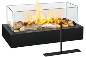 Tabletop Fire Pit AVOFOREST Portable Stainless Steel Tabletop Fireplace with Cobblestone - Indoor/Outdoor Mini Tabletop Fireplace for Ladies Gifts,Housewarming Christmas Holiday Decor
