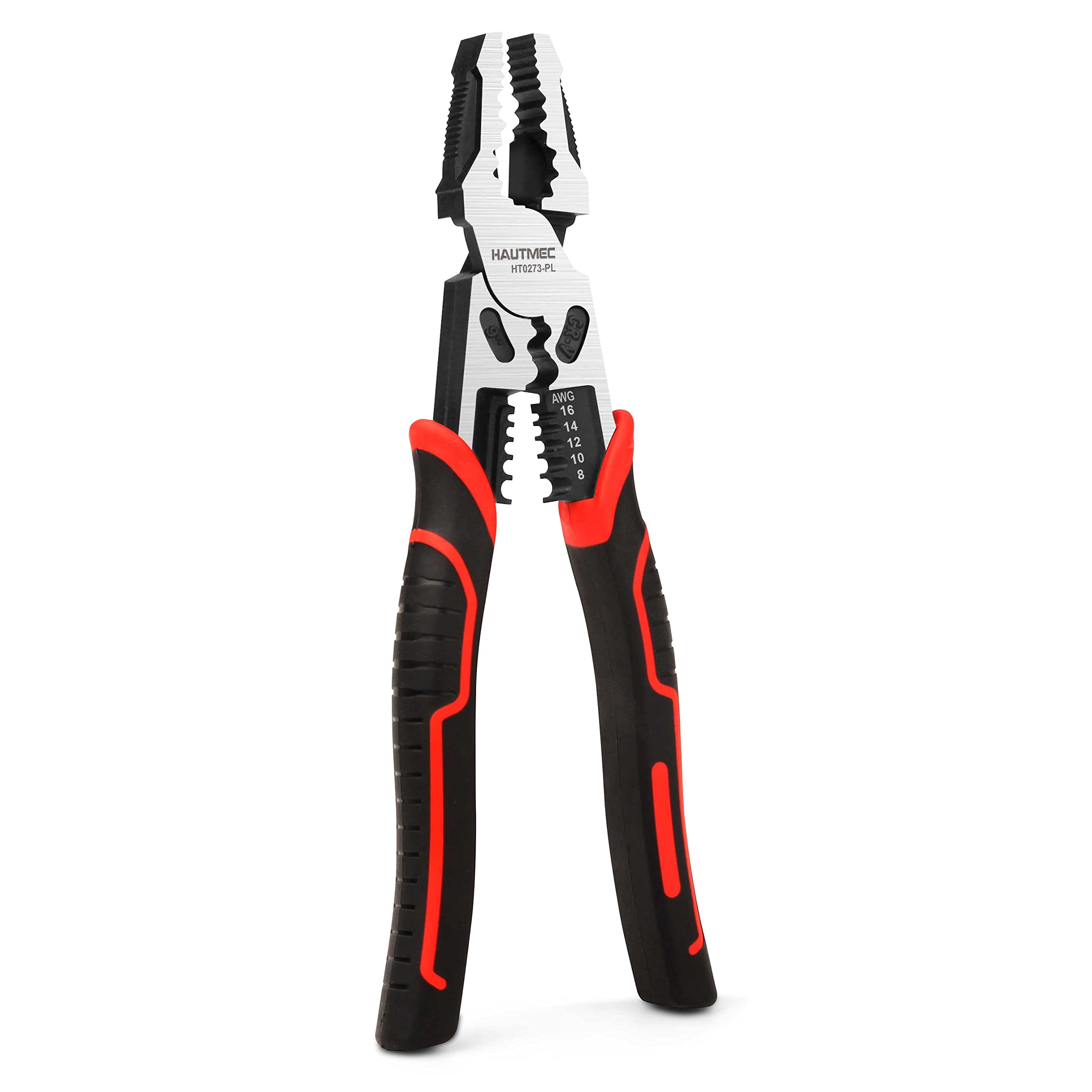 HAUTMEC 9" Linesman Pliers,High Leverage Combination Pliers 4 in 1 Multifunctional Heavy Duty Lineman Tools HT0273-PL