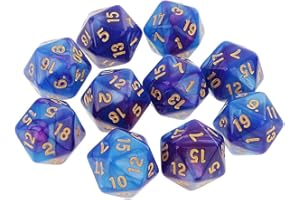 Yiotfandoll 10PCS Polyhedral Dice - D20, 20mm Acrylic, 20 Sided Dice for RPG, MTG, DND, Table Games (Blue Purple)