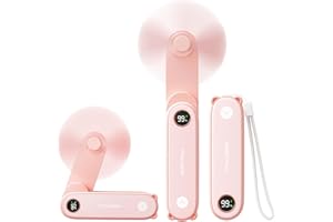 SWEETFULL Portable Handheld Mini Fan with LED Display, 3-in-1 Personal Foldable USB Rechargeable Hand Held Fan & Flashlight f