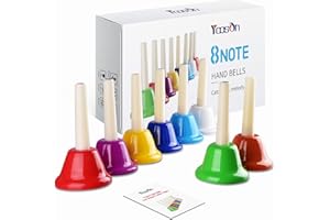 YOOSON Handbells with Carry Bag & Sheet Music,8-Note Diatonic Hand bells Colorful Musical Instrument for Kids,Toddlers Adults,Perfect for Festivals, Teaching,Church,Weddings,Family Parties