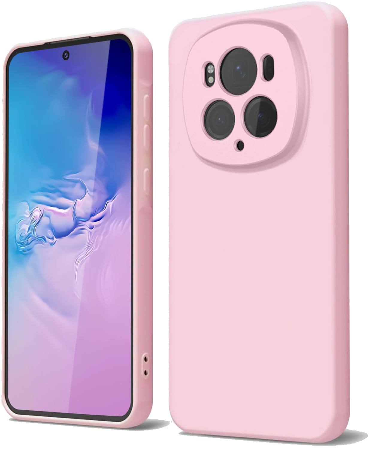 GOGME Phone Case for Huawei Honor Magic 6 Pro / Magic6 Pro with Anti-Scratch Microfiber Lining Liquid Silicone Shockproof Protective Back Cover Slim Soft TPU Bumper Shell, Pink