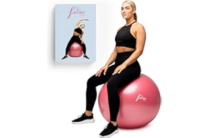 Femeo® Premium Yoga Ball & 100 Page Exercise Book | Stability, Pregnancy Pilates & Birthing | Over 50 Workout Exercises | Anti Burst