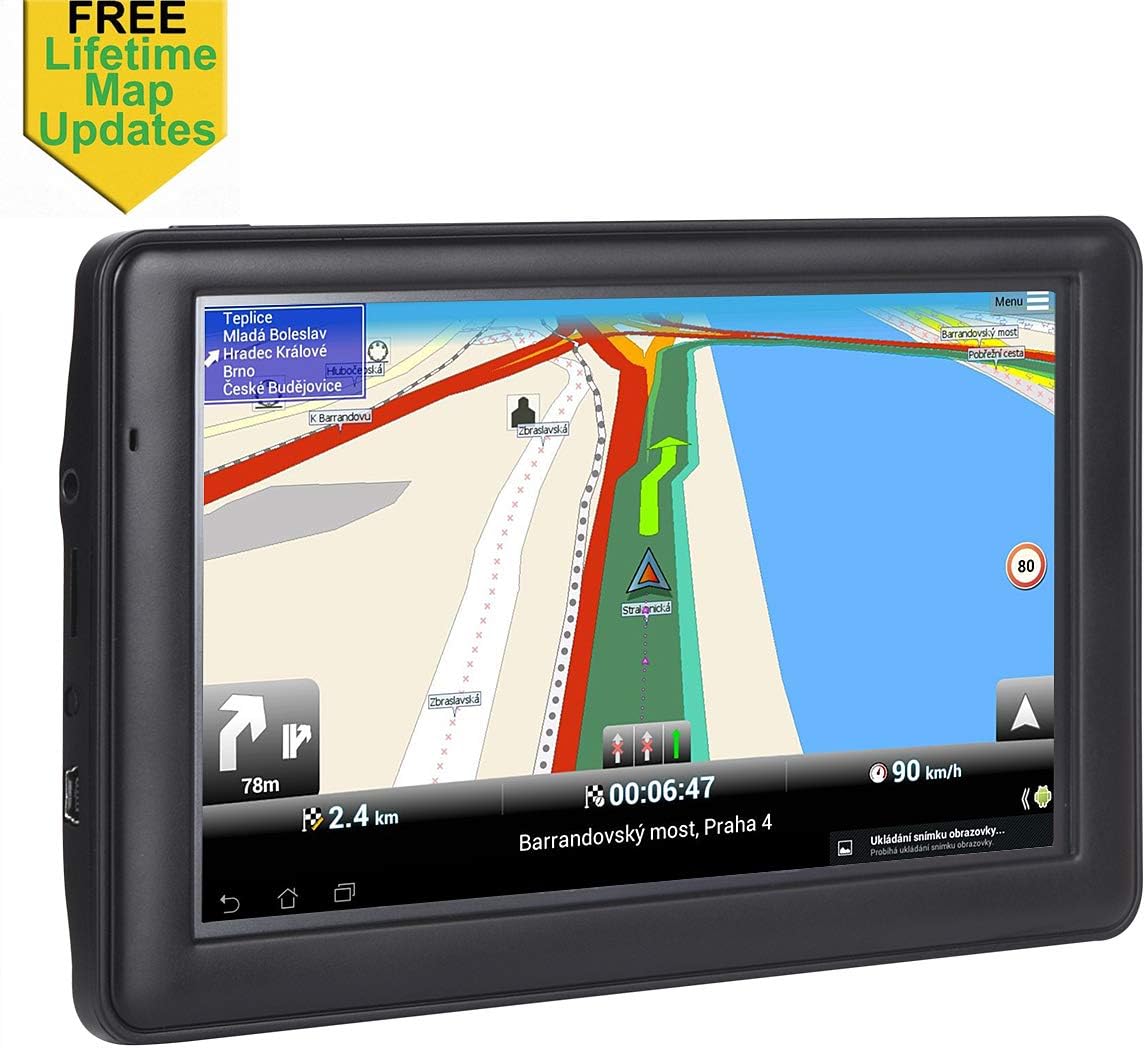 7 inches Car GPS, 8GB Navigation System for Cars Lifetime Map Updates Touch Screen Real Voice Direction Vehicle GPS Navigator
