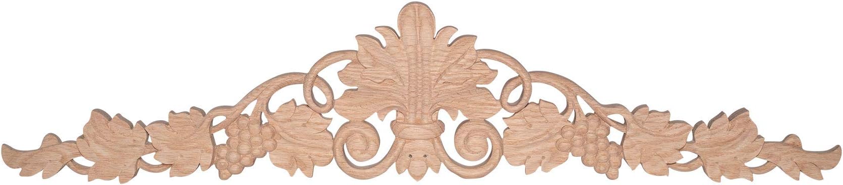 5-1/4 in. x 24-3/8 in. x 5/8 in. Unfinished Hand Carved North American Solid Red Oak Wood Onlay Grape Vine Wood Applique