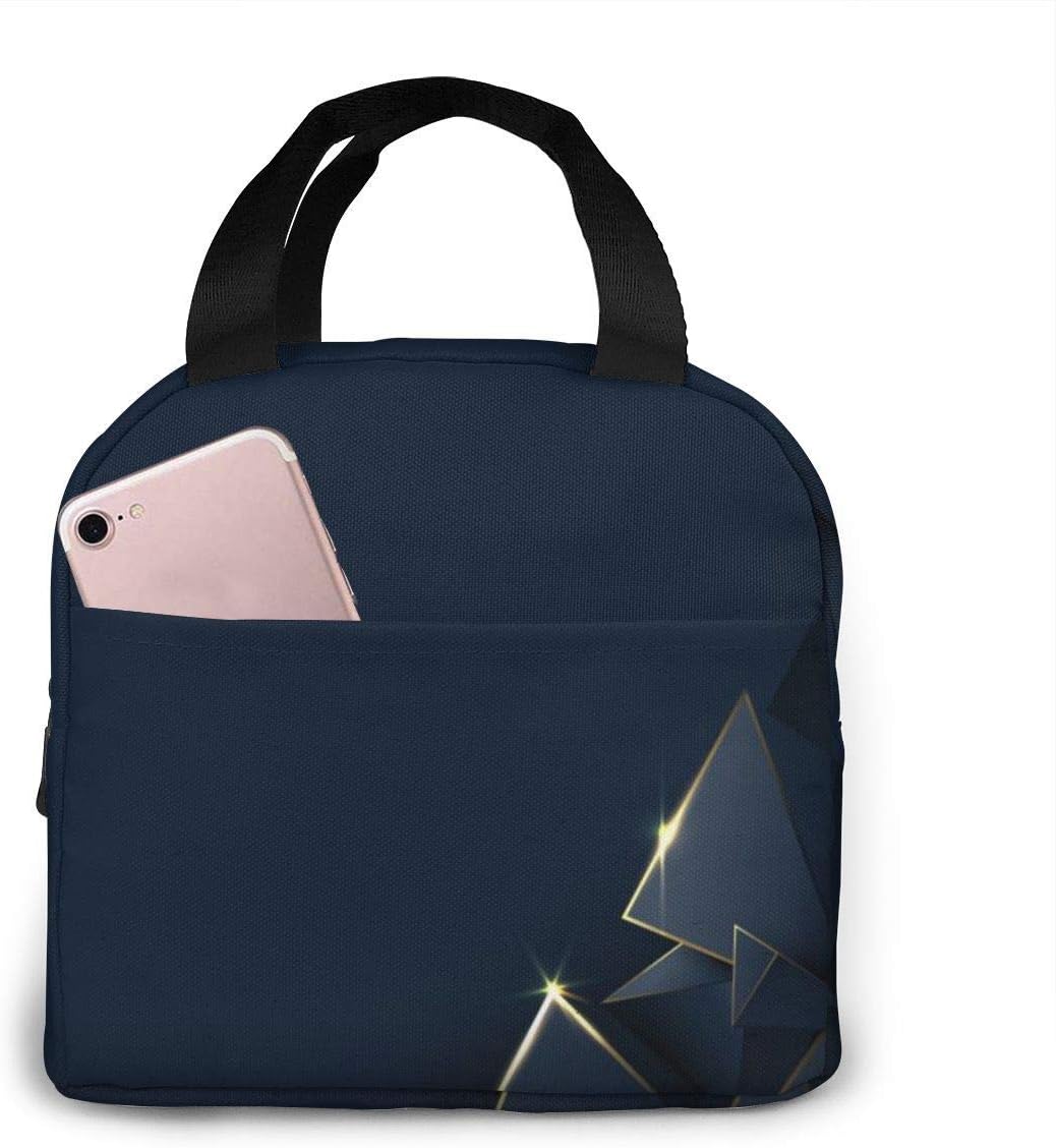 Luxury Dark Blue with Gold Insulated Lunch Box Cooler Bag Lunch Bag