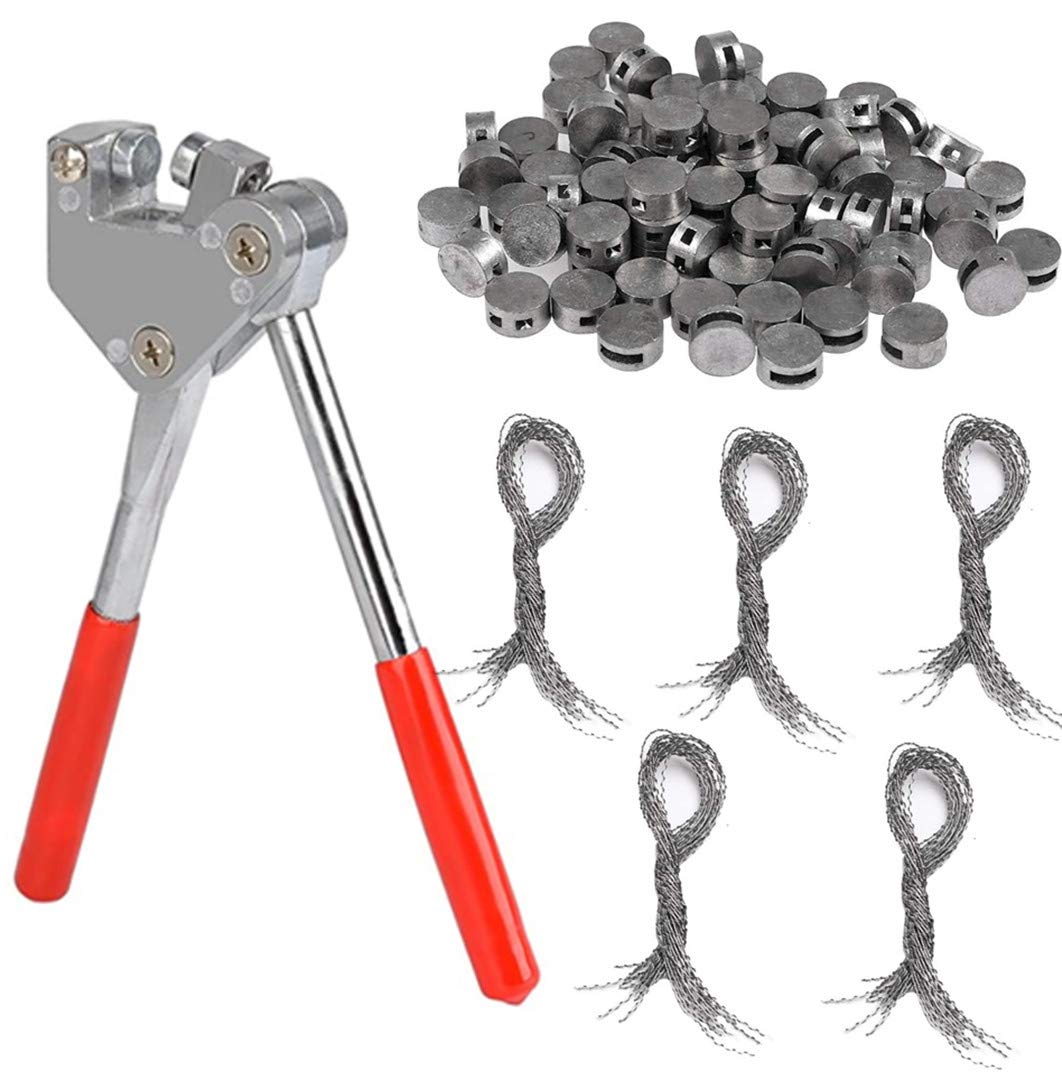 Sealing Pliers 16,5 cm, Suitable for Lead Seals Diameter 8/10 mm Diameter with Accessories 500 Seals 8 mm and 100 m Locking Wire