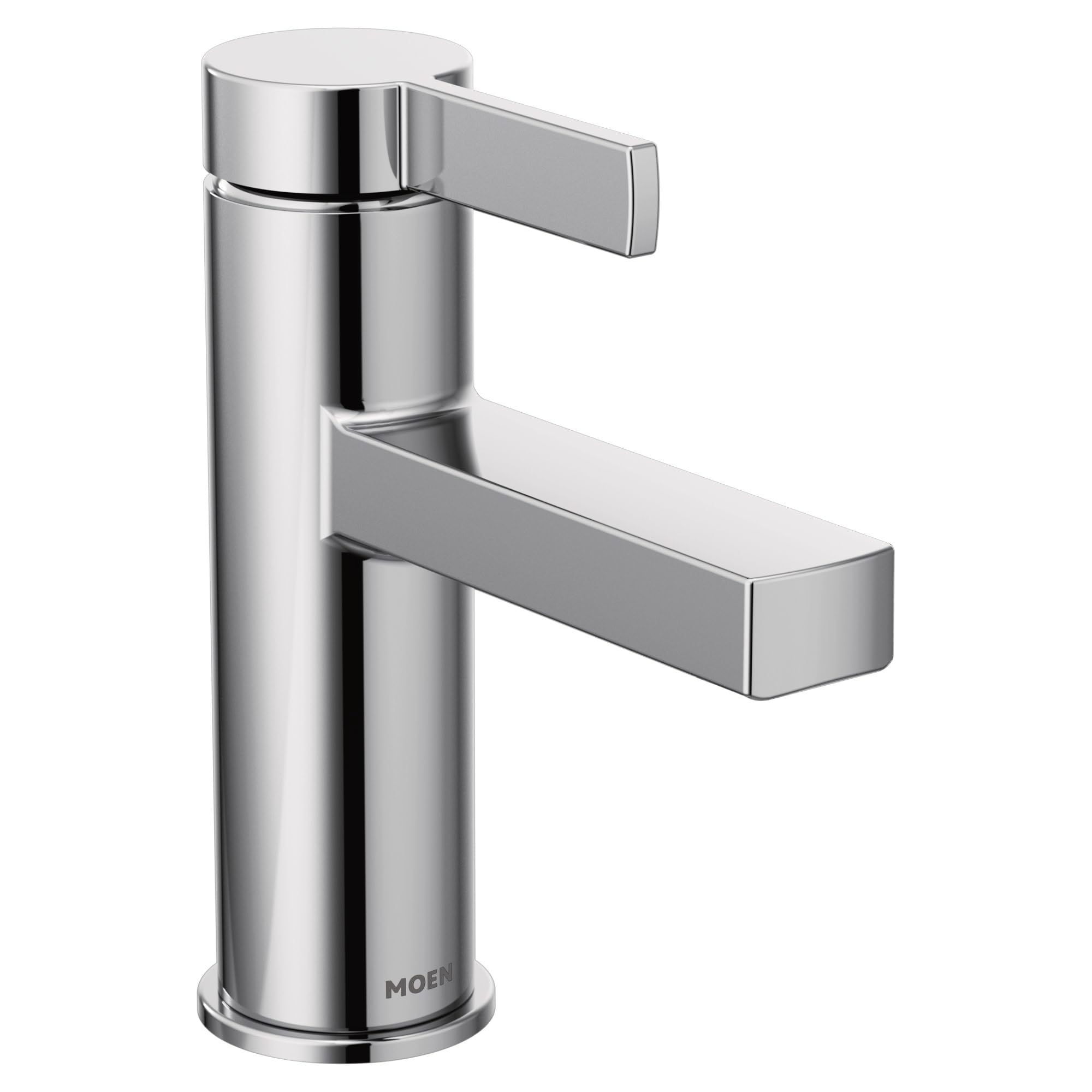 Moen Beric Chrome Modern One-Handle Single Hole Bathroom Faucet with Drain Assembly and Optional Deckplate for your Bath Sink, 84774 Image