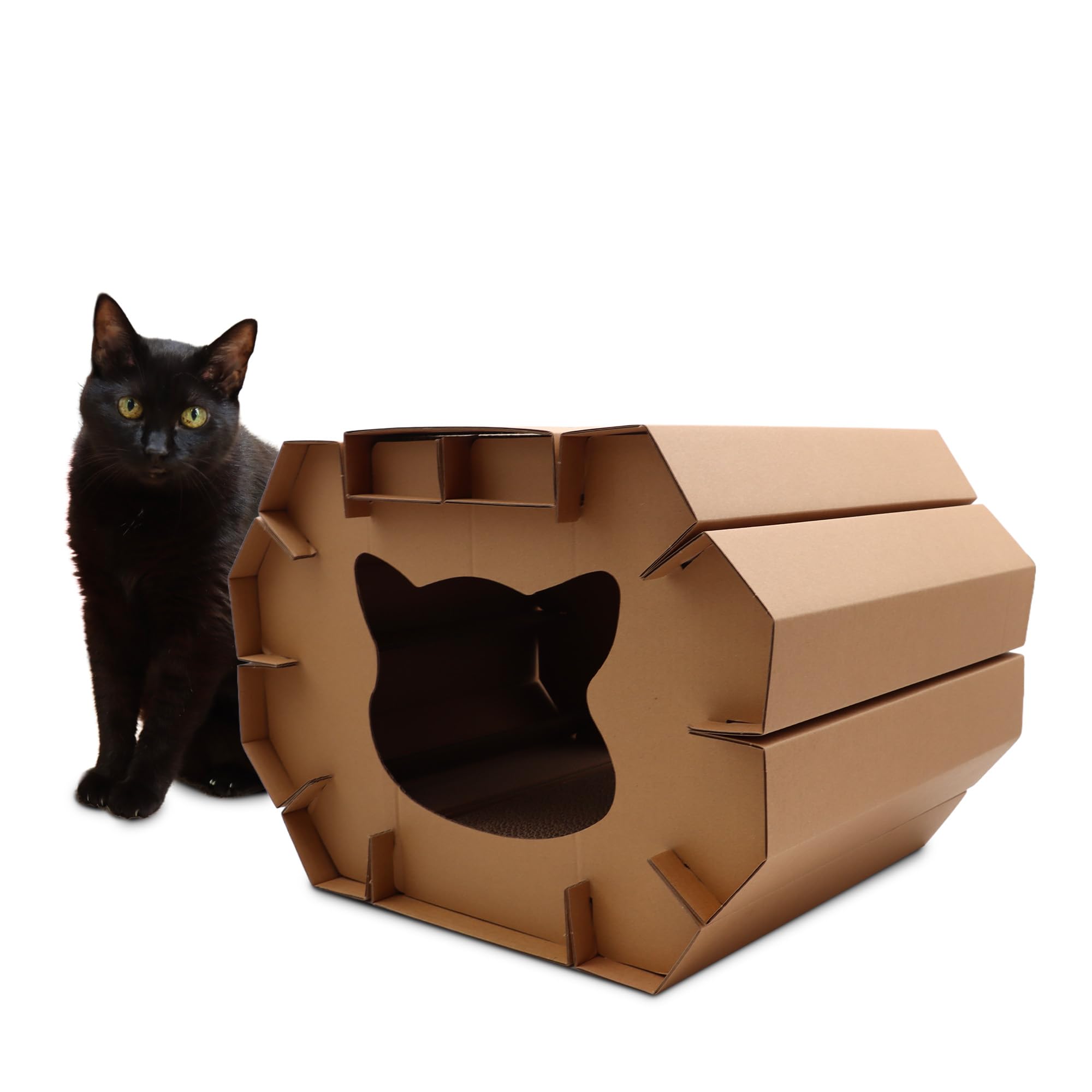 Croci Cardboard Cat Scratching Post - Closed Box with Reversible 2-Layer Post, Two-Level Design, 50x38x35 cm