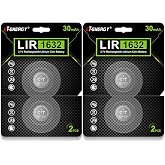 CT-ENERGY Rechargeable LIR1632 Battery 4-Pcs | 3.7V Lithium Coin Cell, 25mAh Button Batteries for Smart Trackers, Small Electronics &amp; Backup Devices