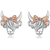 INFUSEU Cute Rose Gold Stud Earrings for Women Teen, 925 Sterling Silver Everyday Earrings