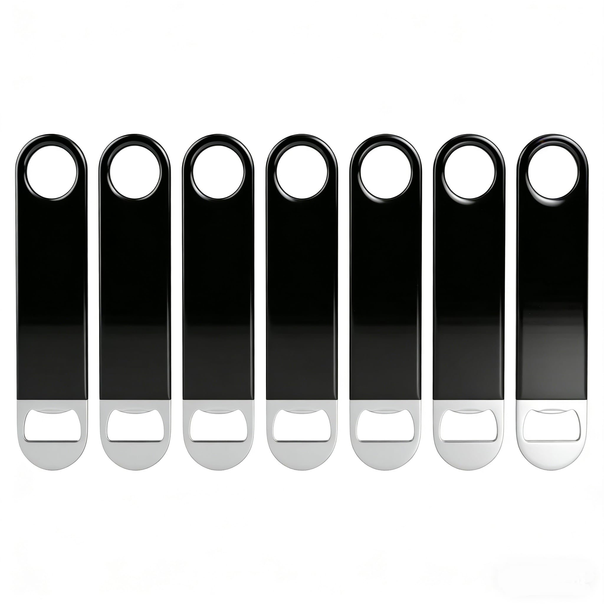 Vareone 6 Pack Bar Blade Bottle Opener, Stainless Steel Bartender Beer Openers, Black, 18cm