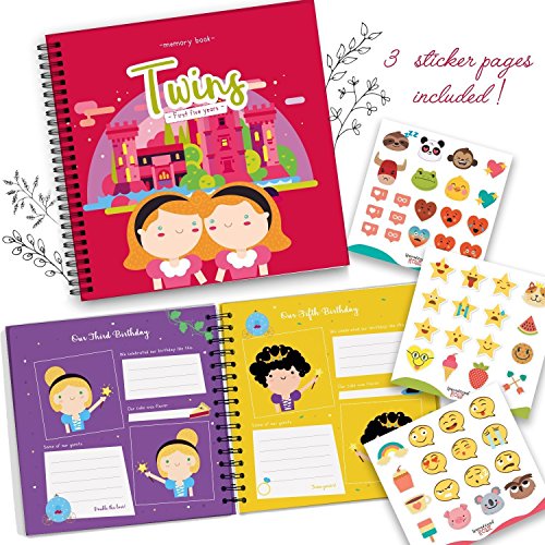 Twins First Five Years Memory Book - A Gorgeous Journal To Cherish Your Twin's First Five Years Forever! Birthdays, Family Tree, Holidays, Letters From Mom & Dad and Much More!