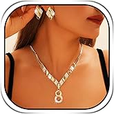 JAKAWIN Infinity Necklace and Earring Set Gold '8' Rhinestone Wedding Jewelry for Women