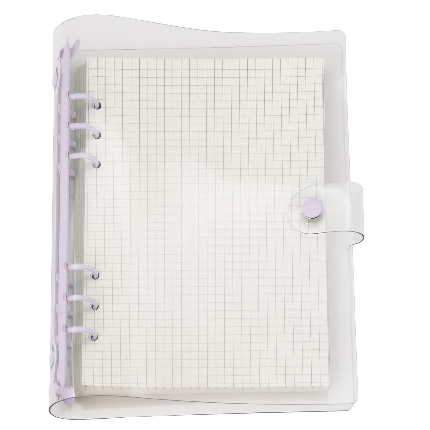 A6 A5 6-Holes Colorful PVC Cover Round Ring View Binder with Snap Button Closure File Folder (Orchid Bouquet, A5 mini Set)