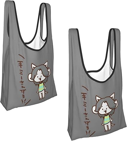 Amazon アンダー テール テミー イラスト 2個入り 可愛い 手提げ袋 エコバッグ 大容量 買い物バッグ 多機能 耐久 頑丈 トートバッグ 折りたたみ コンパクトバッグ 防水 軽量 ランチバッグ 男女兼用 収納バッグ 水洗い可 繰り返し使用 None Brand ショッピングキャリー