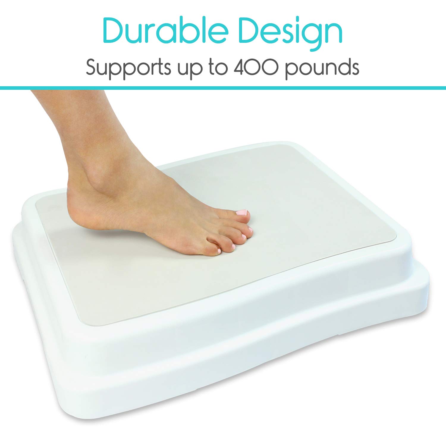 Vive Bath Step (4") Slip Resistant Shower Stepping Stool Elevated
