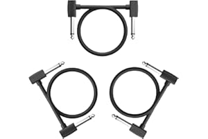 Augioth 12 Inch 3 Pack 30 cm Guitar Patch Cable 1 Ft 1/4 Right Angled TS Effect Pedal Cord