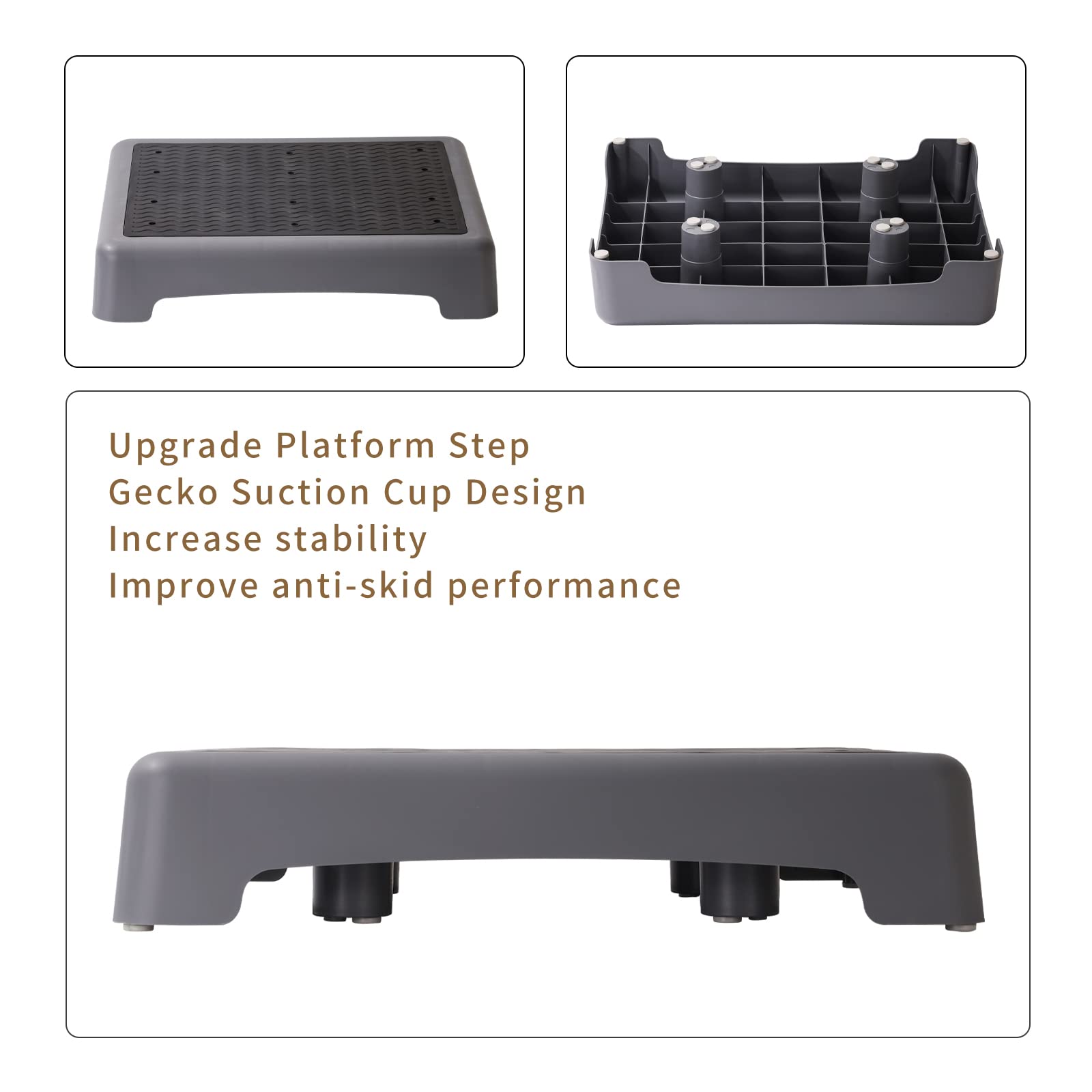 fotree One Step Stool, Non-Slip Mobility Step Platform for Senior ＆ Adults, Safety Step Platform for Stair, Car, Bed, Chair, Shower, Bathtub, Outdoor, 3.5 Inch High Rise Stairs 440 Lbs Capacity