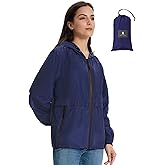 Lightweight Rain Jacket Women Waterproof Breathable Raincoat Packable Hooded Windbreaker