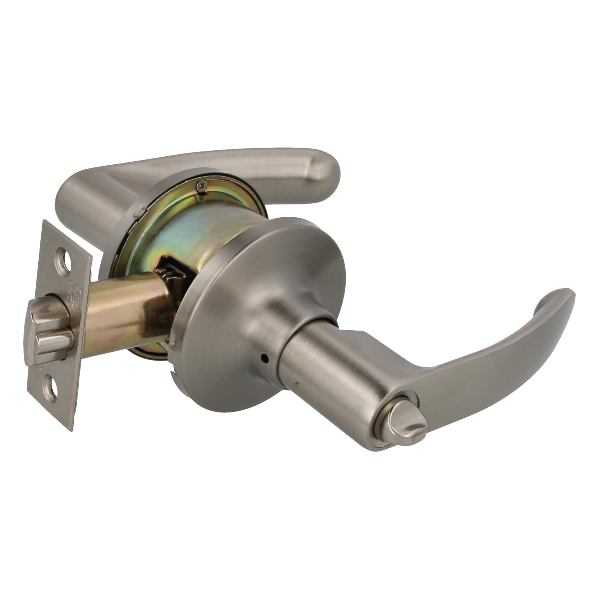 AMIG — Entry Handle with Handle Lock | With External Key and Internal Canning | Anti-card System | Brass | Matt Chrome | 60/70mm Entry Handle