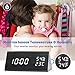 Digital Alarm Clock, LED Wooden Alarm Clock, 3 Levels Adjustable Brightness Dimmer and Triple Alarms, Big Digit Display Date, Temperature and Humidity for Home Bedrooms