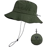 PFFY Quick Dry Waterproof Packable Bucket Hat for Women Men Outdoor Sun Hats with Detachable Chin Strap