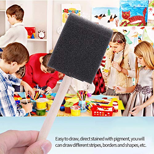 Ruiqas Foam Sponge Paint Brush, 4Pcs Foam Sponge Brush with Wooden Handle for Painting/Graffiti/Dust Cleaning