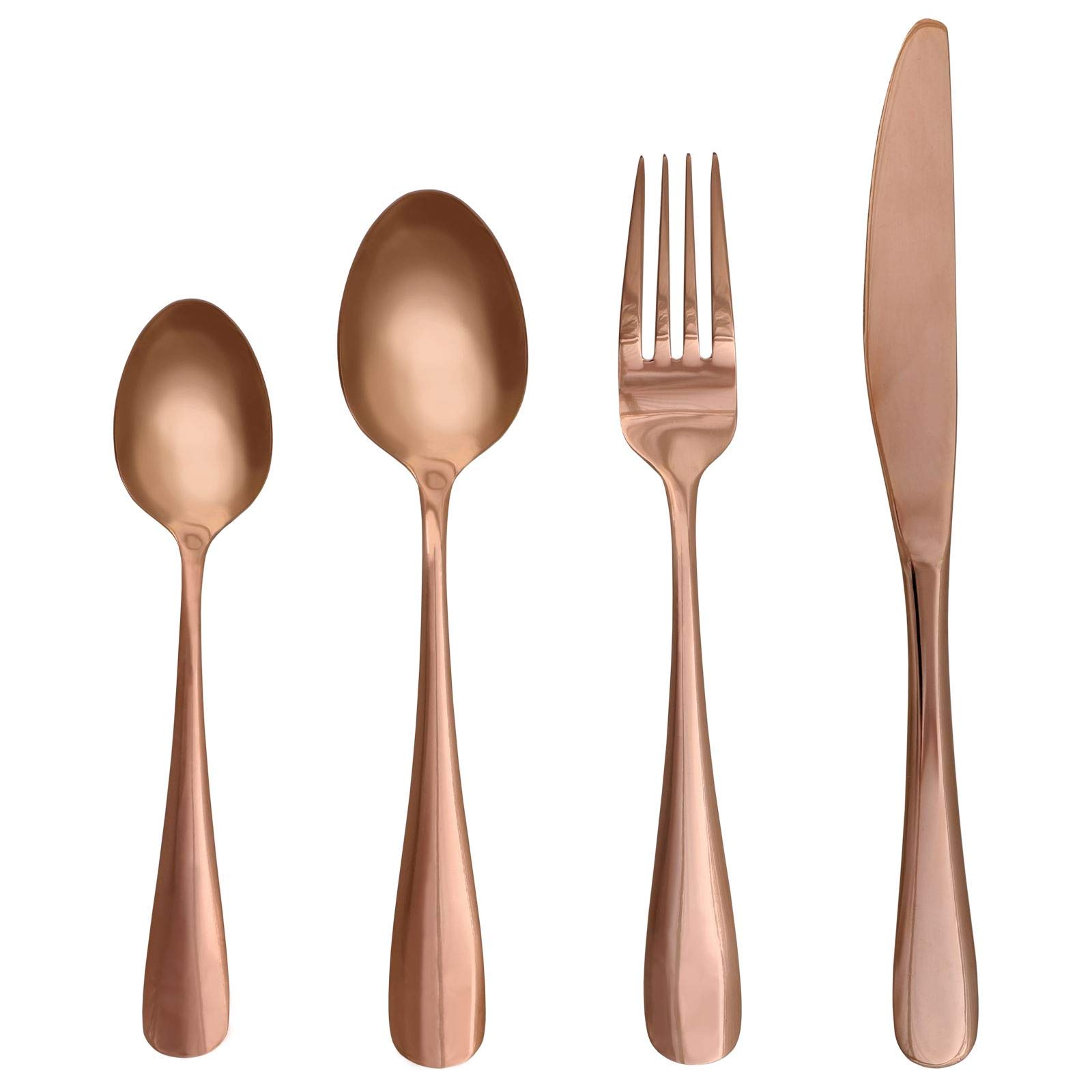 XSS Luxury Polished Copper Stainless Steel Cutlery Set with 16 Pieces Tableware