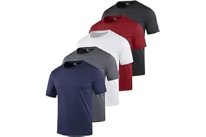 ZITY 5 Pack Classic Tshirt for Men- Men's Rash Guard Short Sleeve UPF 50+ Sun Protection Moisture Wicking Athletic Shirts