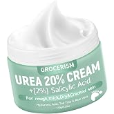 Grocerism 20% Urea Foot Cream with 2% Salicylic Acid for Dry Skin, 5.29 oz | for Daily Foot Care; Softens Rough Skin on Heels, Hands and Knees with Hyaluronic Acid, Tea Tree and Aloe Vera
