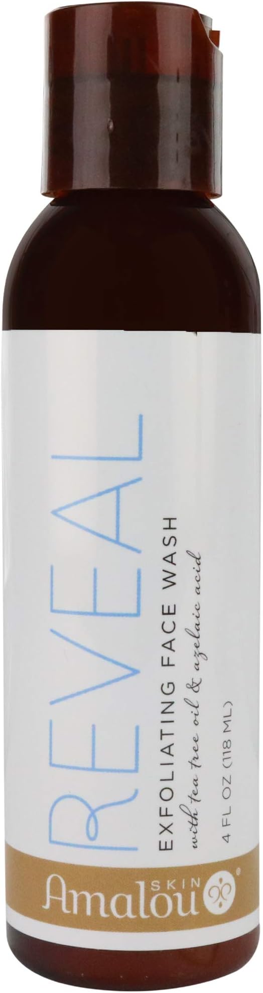 Amalou Skin - Reveal Exfoliating Face Wash Natural Facial Scrub that Fights Blemishes and Melasma, Pregnancy Safe Facial Cleanser, With Azelaic Acid, Tea Tree Oil and Lactic Acid - 4 fl oz