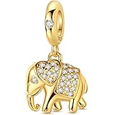 QIKAOLA Gold Dog Charms for Pandora Bracelets Dog Charms Beads for Women Jewellery Gift