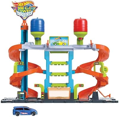 Hot Wheels City Mega Car Wash Playset with Color Shifters Car