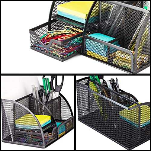 Halter Mesh Desk Organizer 6 Compartments with Drawer