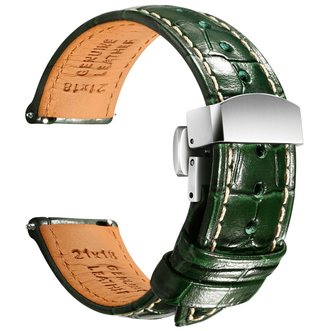 Photo 1 of REZERO Leather Watch Bands for Men, Quick Release Watch Straps, Luxury Italian Alligator Grain Embossed Band Replacements 19mm 20mm 21mm 22mm