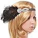 eforpretty Black 1920s Vintage Art Deco Flapper Headband with Peacock Feather Rhinestone