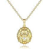 KOOLFIN Gold Necklace 14K Gold Necklaces for Women Lion Necklace with Cubic Zirconia Inspired by the Powerful Lions Elegant Lion Pendant Necklaces for Women