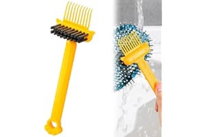 WUSAIRX 2-in-1 Hair Brush Cleaner Tool, Effortlessly Removes Hair & Dust from Combs, Mini Cleaning Rake with Pick & Bristles for Home and Salon Use (Yellow)