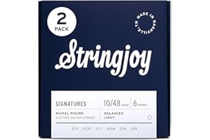 Stringjoy Balanced Light Gauge Signatures Nickel Electric Guitar Strings 10-48, BAL10, Exceptional Playability and Tone, Electric 6 String Set, 2-Pack