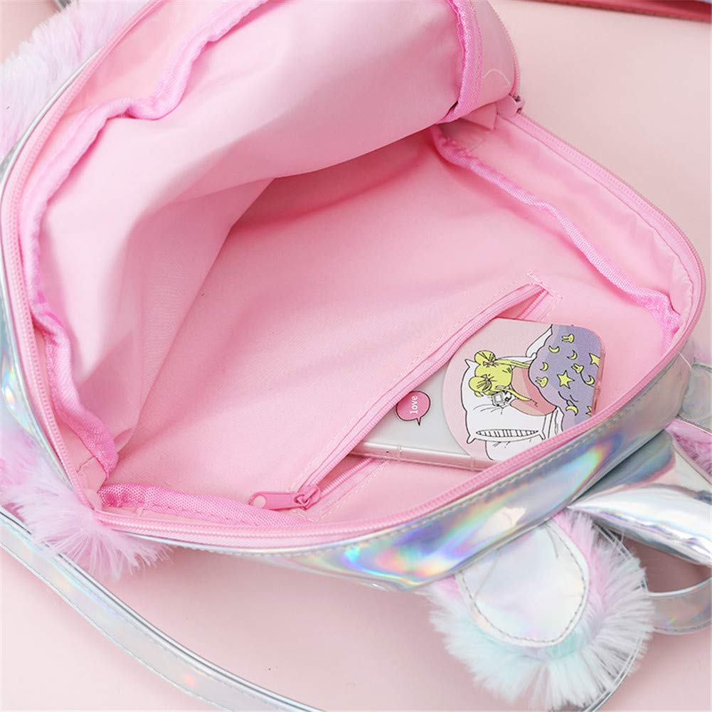 Fanovo Cute Plush Unicorn Backpack, Mini Unicorn Backpack, 3D Unicorn Backpack, Soft Rainbow Backbag Sweet Girls Daughter Gifts 12 inch Bag (Style 3 - 12\'\')