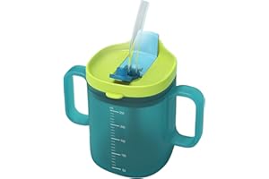 Dysphagia Regulating Drinking Cup,Adult Sippy Cups for Elderly,No Spill Cups with Straw,260ml PP Elderly Dysphagia Cups with 