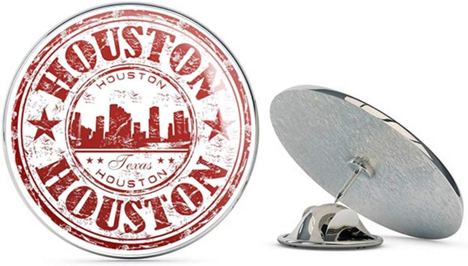 Houston Texas USA Round Metal 0.75" Lapel Pin Hat Shirt Pin Tie Tack Pinback
