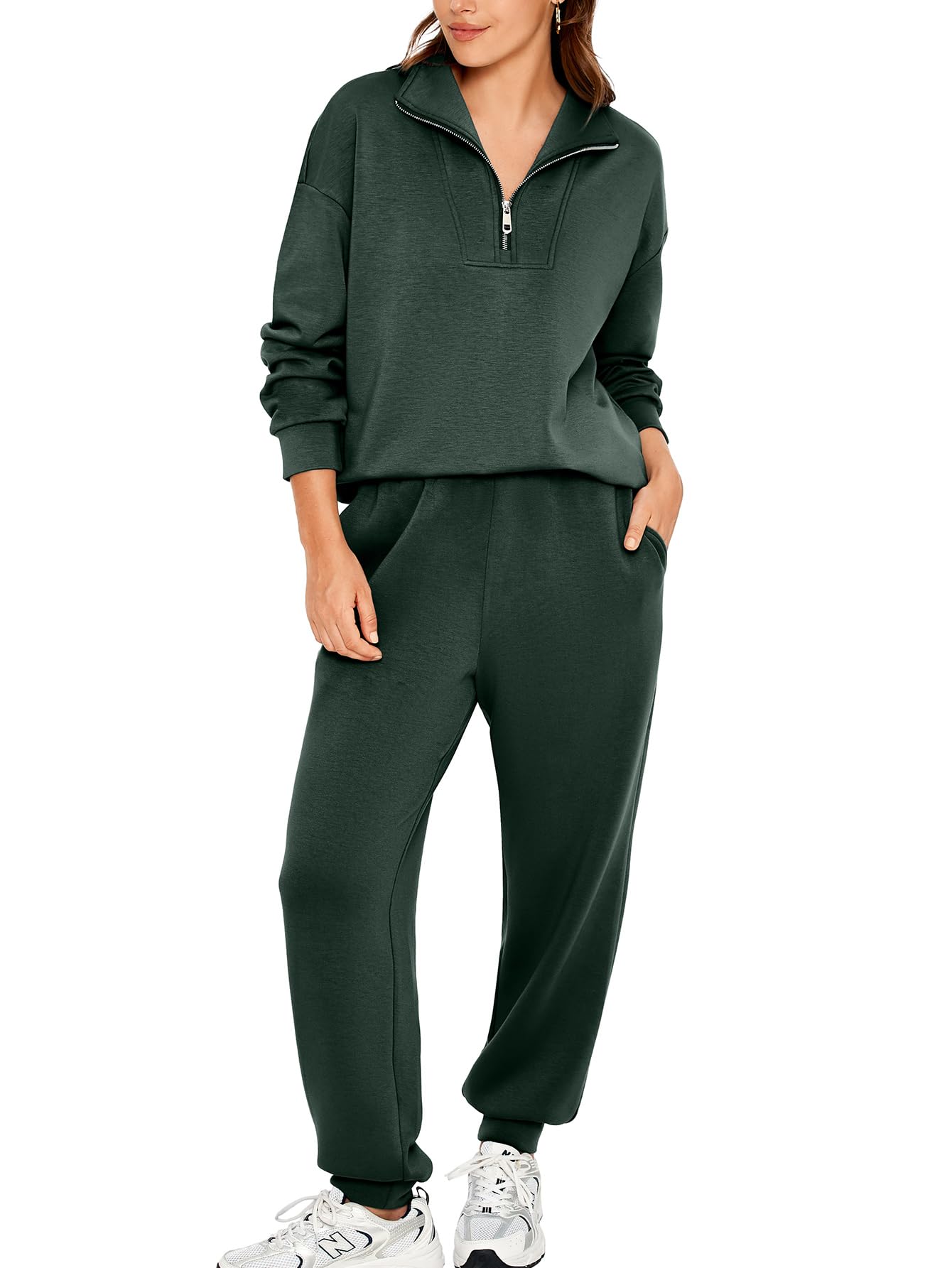 thumbnail image 2 of Glamaker Womens Workout Vocation Lounge Outfits Two Piece Oversized Fleece Set 2 of 13