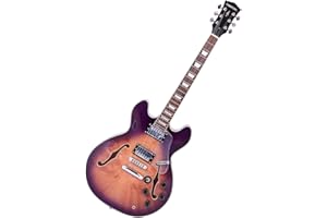 CARPOSE Semi-Hollow Body Electric Guitar,6-String Hollow Body Electric Guitar,Burl Wood Panel and Maple Back,Right Handed