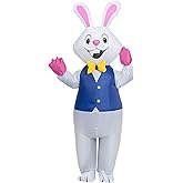 JAZGROM Inflatable Costumes Adults Bunny Costumes Blow Up Halloween Bunny Suit Rabbit Outfit for Women Mens Cosplay Party
