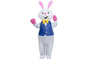 JAZGROM Easter Bunny Costume Adult Inflatable Bunny Suit Blow Up Rabbit Outfit for Women Mens Easter Cosplay Party