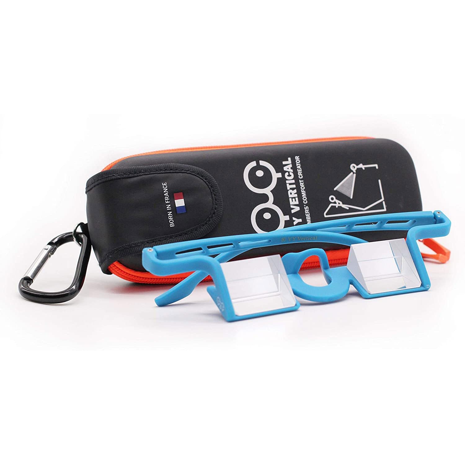 YY Vertical - Belay Glasses for Rock Climbing Plasfun Evo Blue Edition Sporty look Enlarged prisms Sturdy and comfortable