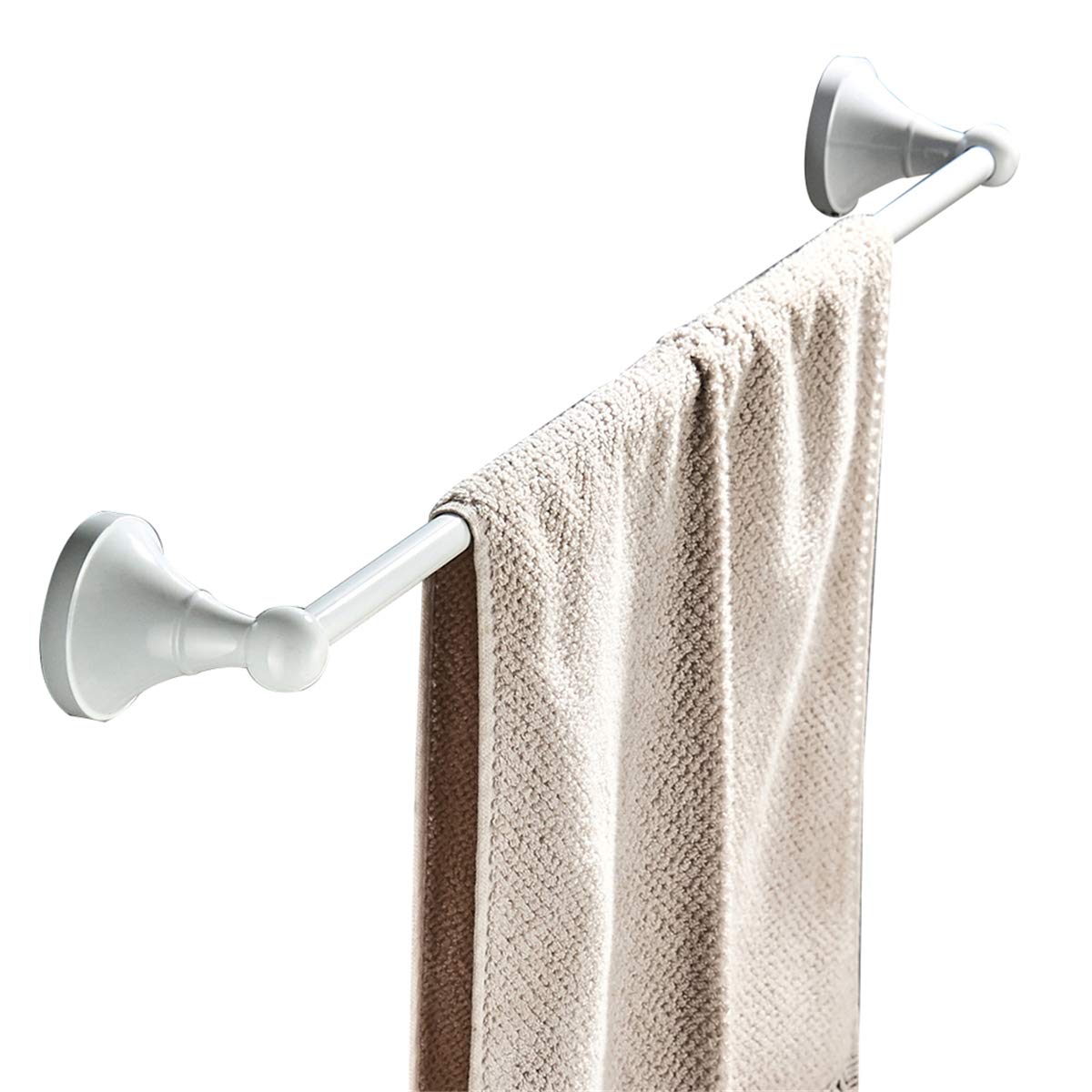 Flybath Towel Rail Bar Single Layer Brass Towels Hanger Holder Wall Mounted 60 cm / 24 Inch, White Finish